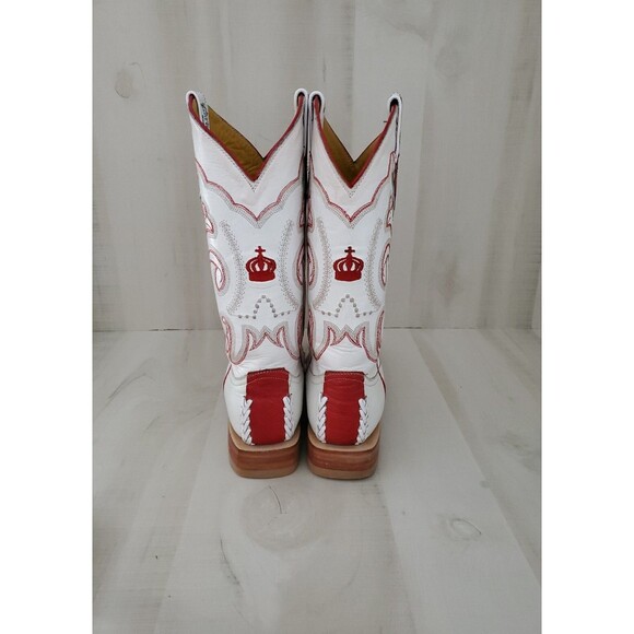 Men\'s Crown Boots belt set Ostrich Western Cowboy Boots Red/White Size 7- 51W main image 9